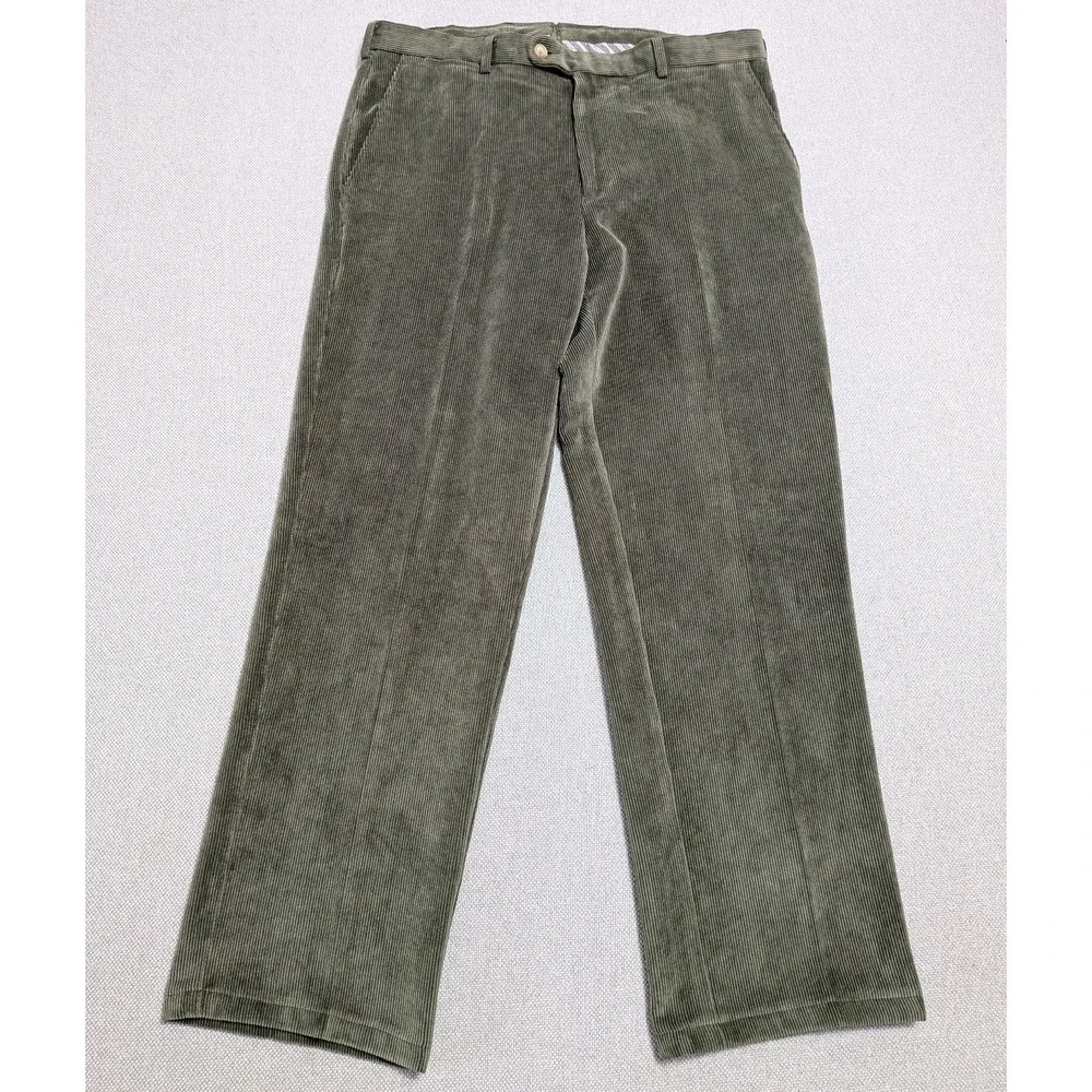 Peter Millar Men's Olive Green Corduroy Pants 34x30 Nanoluxe Stretch Office